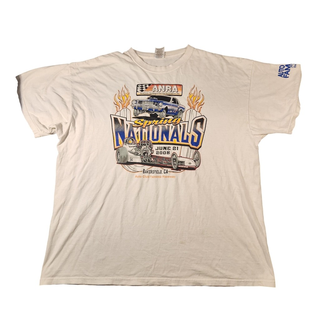 ANRA Spring Nationals‎ Shirt Mens 2XL White Drag Racing Graphic Bakersfield 2008